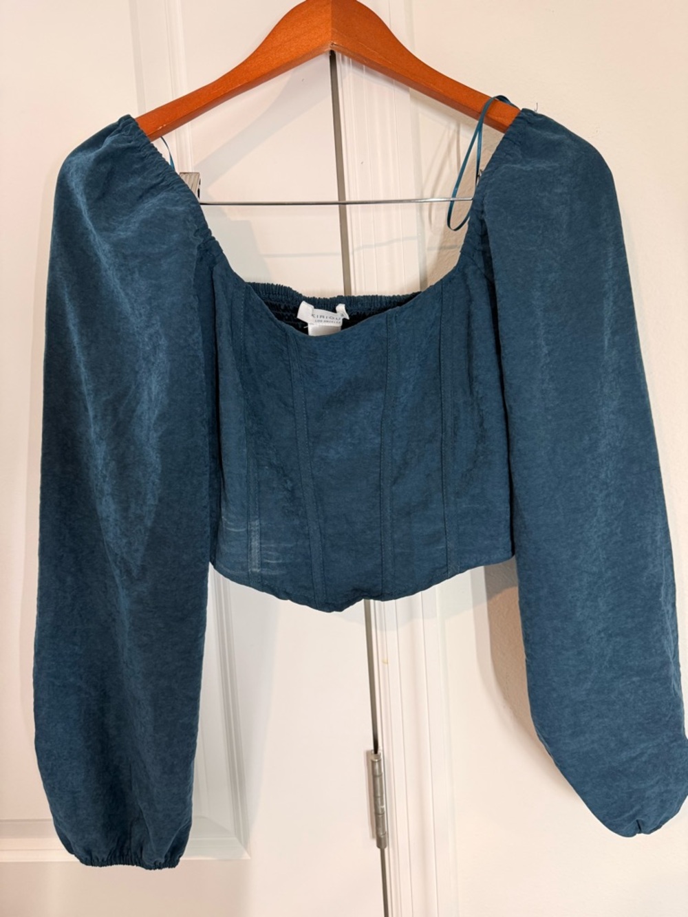 Women's Teal Long-Sleeve Peasant Blouse NOWT
